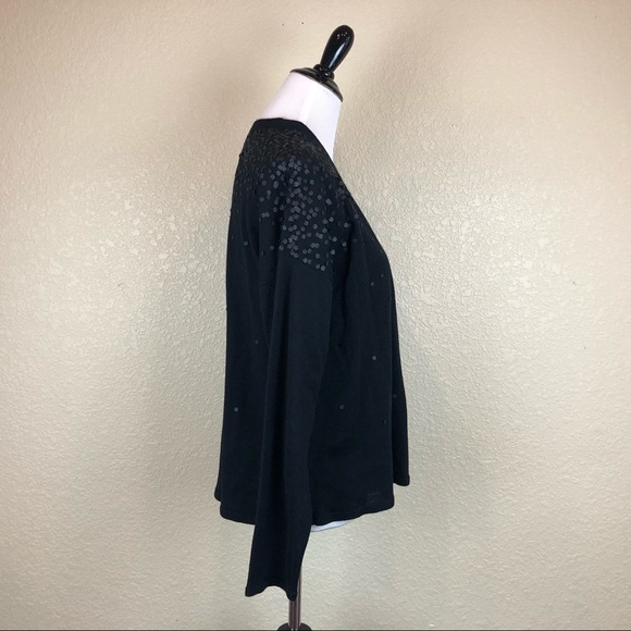 Eileen Fisher Sweater Sequin Merino Wool Black L - Picture 3 of 6